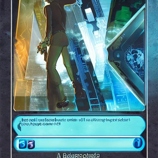 Image similar to 'A FFG Netrunner card, 2014, digital art'