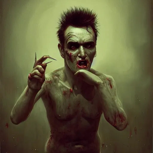 Prompt: early morrissey as a zombie, 7 days to die zombie, fine art, award winning, intricate, elegant, sharp focus, cinematic lighting, rimlight, digital painting, 8 k concept art, art by z. w. gu, art by brom, art by michael hussar, 8 k