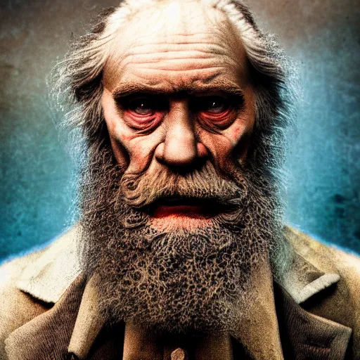 Prompt: mutant charles darwin cinematic 3 5 mm hdr realistic