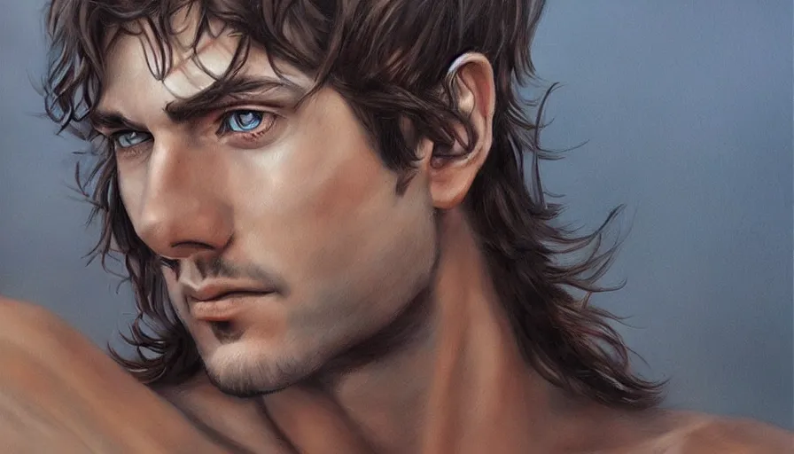 Image similar to The greek god of music, beautiful realistic artwork on artstation