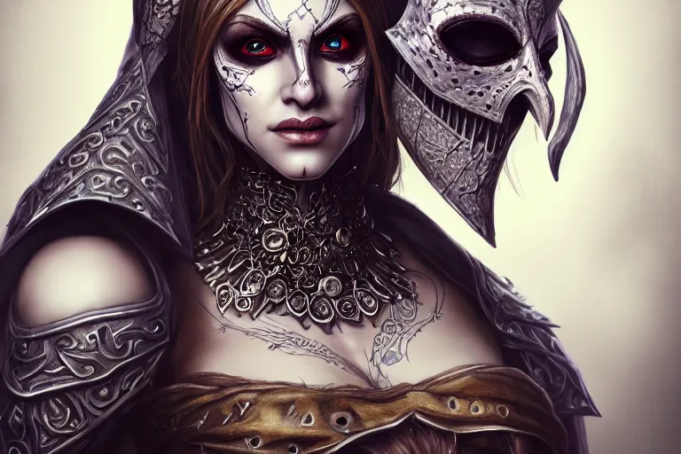 Image similar to a full portrait of a beautiful woman wearing, wearing extremely detailed attire, slim complexity, extremely detailed white eyes, medievil, dnd, extremely detailed, high quality, trending on artstation, photo realistic