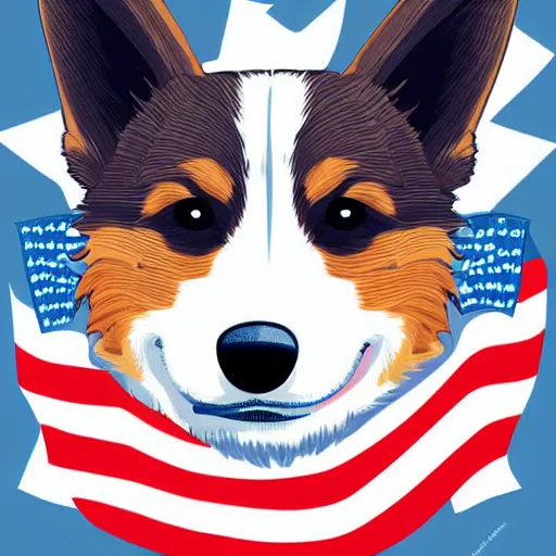 Prompt: patriotic corgi, vector art, behance