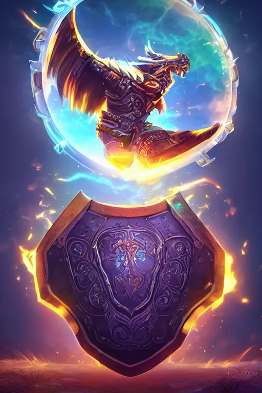 Image similar to shield fantasy epic legends game icon stylized digital illustration radiating a glowing aura global illumination ray tracing hdr fanart arstation by ian pesty and katarzyna da „ bek - chmiel