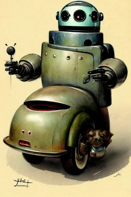 Prompt: ( ( ( ( ( 1 9 5 0 s retro future android robot fat robot dog wagon. muted colors., ) ) ) ) ) by jean - baptiste monge,!!!!!!!!!!!!!!!!!!!!!!!!!