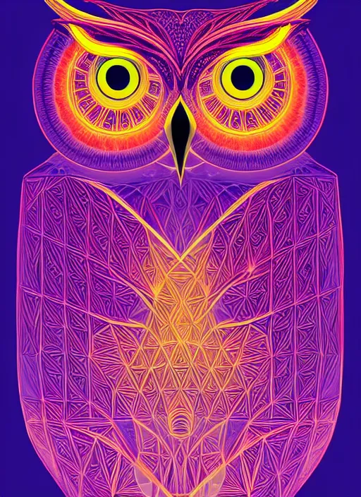 Image similar to symmetry!! product render poster vivid colors divine proportion owl, divine, glowing fog intricate, elegant, highly detailed, digital painting, artstation, concept art, smooth, sharp focus, illustration,