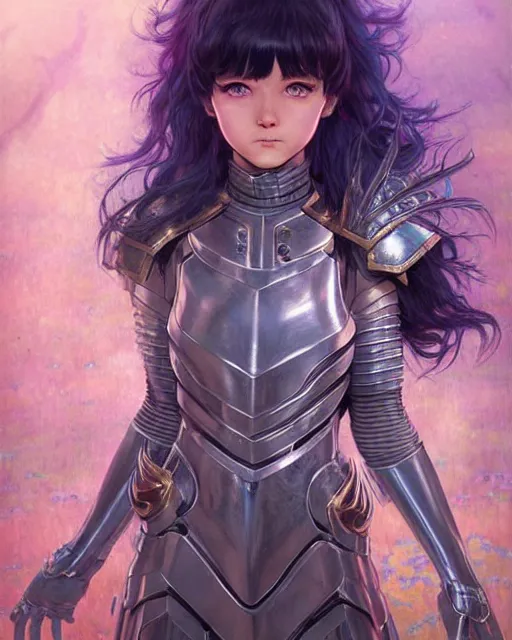 Prompt: beautiful cute young maiden girl with short white hairs in warhammer armor, art by ( ( ( kuvshinov ilya ) ) ) and wayne barlowe and gustav klimt and artgerm and wlop