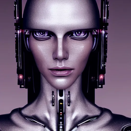 Image similar to Perfectly-Centered Upper-body Portrait-Photograph of Mechanical Cyberpunk Female Android, intricate, elegant, super highly detailed, professional digital painting, artstation, concept art, smooth, sharp focus, no blur, no dof, extreme illustration, Unreal Engine 5, Photorealism, HD quality, 8k resolution, cinema 4d, 3D, beautiful, cinematic, art by artgerm and greg rutkowski and alphonse mucha and loish and WLOP