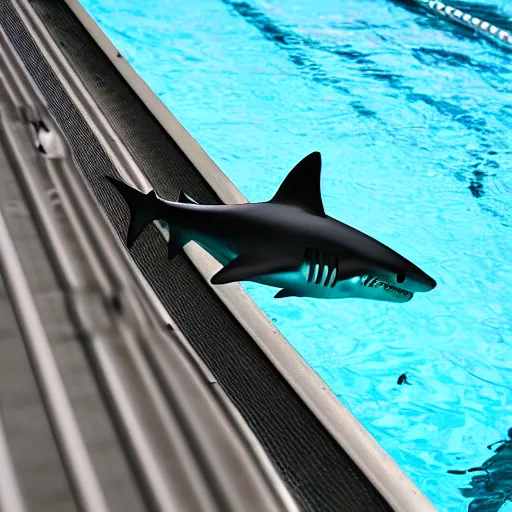 Image similar to a shark on the diving board at the swimming pool