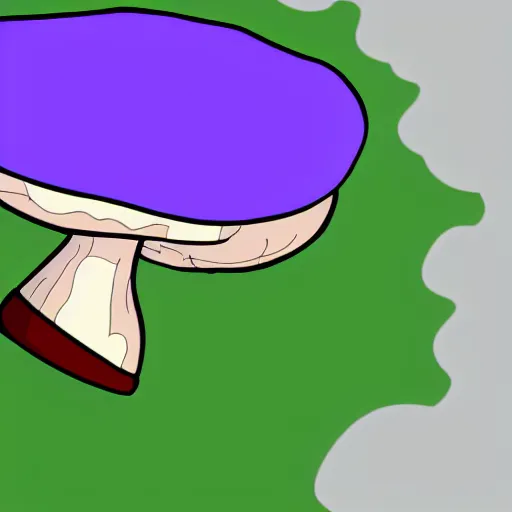 Prompt: a cartoonish mushroom character sitting in the style of BFDI