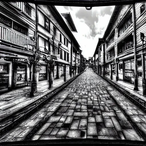 Image similar to black and white photo of street city, deep dream