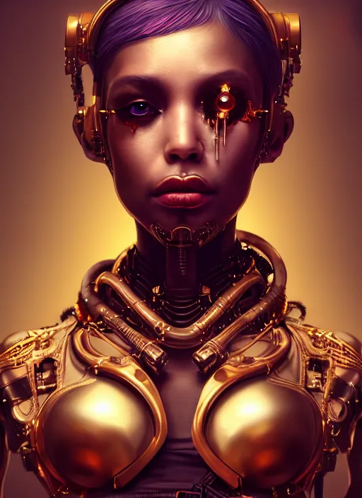 Image similar to soft lustrous ebony biotech raver gutter punk gothic cyborg, golden ratio, details, scifi, fantasy, cyberpunk, intricate, decadent, highly detailed, digital painting, octane render, artstation, concept art, smooth, sharp focus, illustration, art by artgerm, loish, wlop