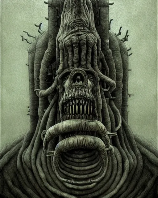 Prompt: a realistic detailed portrait painting of a monster by john kenn mortensen, santiago caruso, synthwave cyberpunk psychedelic vaporwave