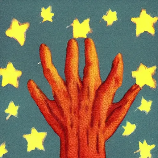 Prompt: hands reach towards the stars