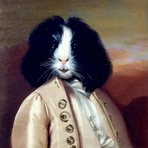 Prompt: a guinea pig dressed as chopin, 1 8 th century oil painting