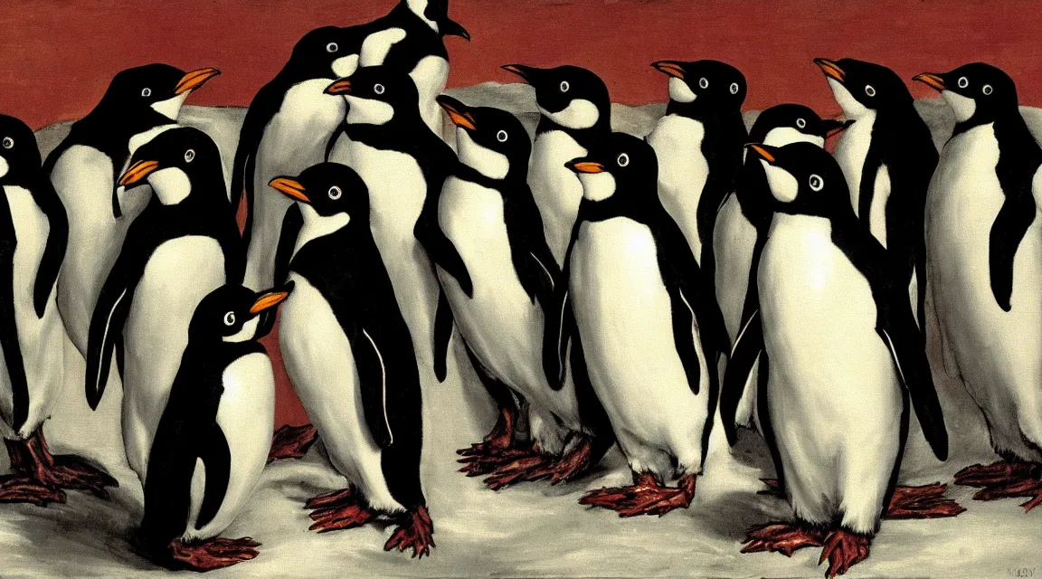 Image similar to Linux Tux penguin wallpaper painted by El Greco