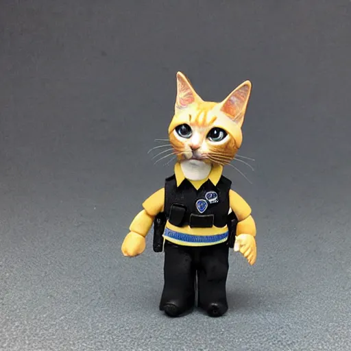 Prompt: action figure of police cat with accessories