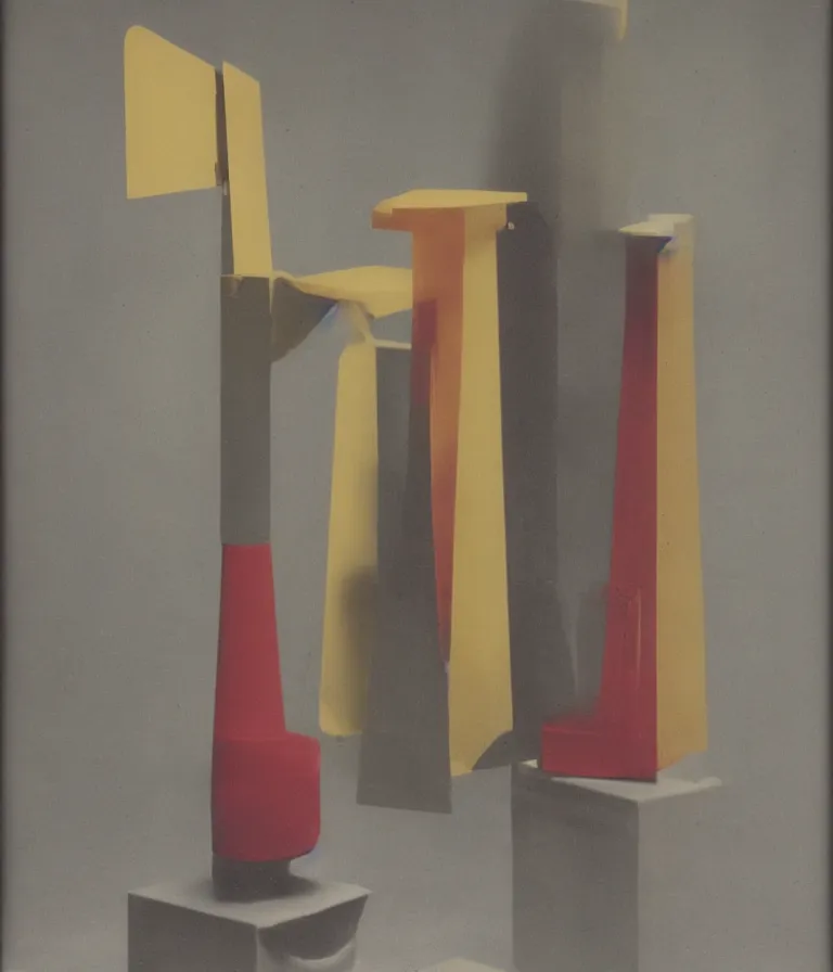 Image similar to chesspiece readymade by marcel duchamp on a pedestal, color bleed, light leak, marcel duchamp, man ray, lorenzo vitturi