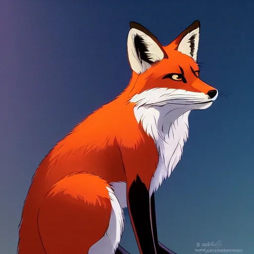 Prompt: animation still frame of an attractive anthropomorphic fox in an awesome pose, high angle closeup portrait disney, pixar, bloom, medium shot, dramatic lighting, in the style of studio ghibli, j. c. leyendecker, greg rutkowski, artgerm