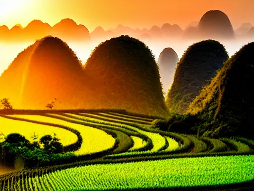 Image similar to vietnamese countryside at sunrise