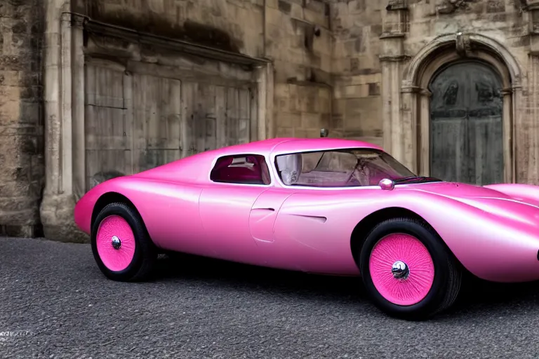 Image similar to Elegant photography of the pink panther car designed by Aston Martin