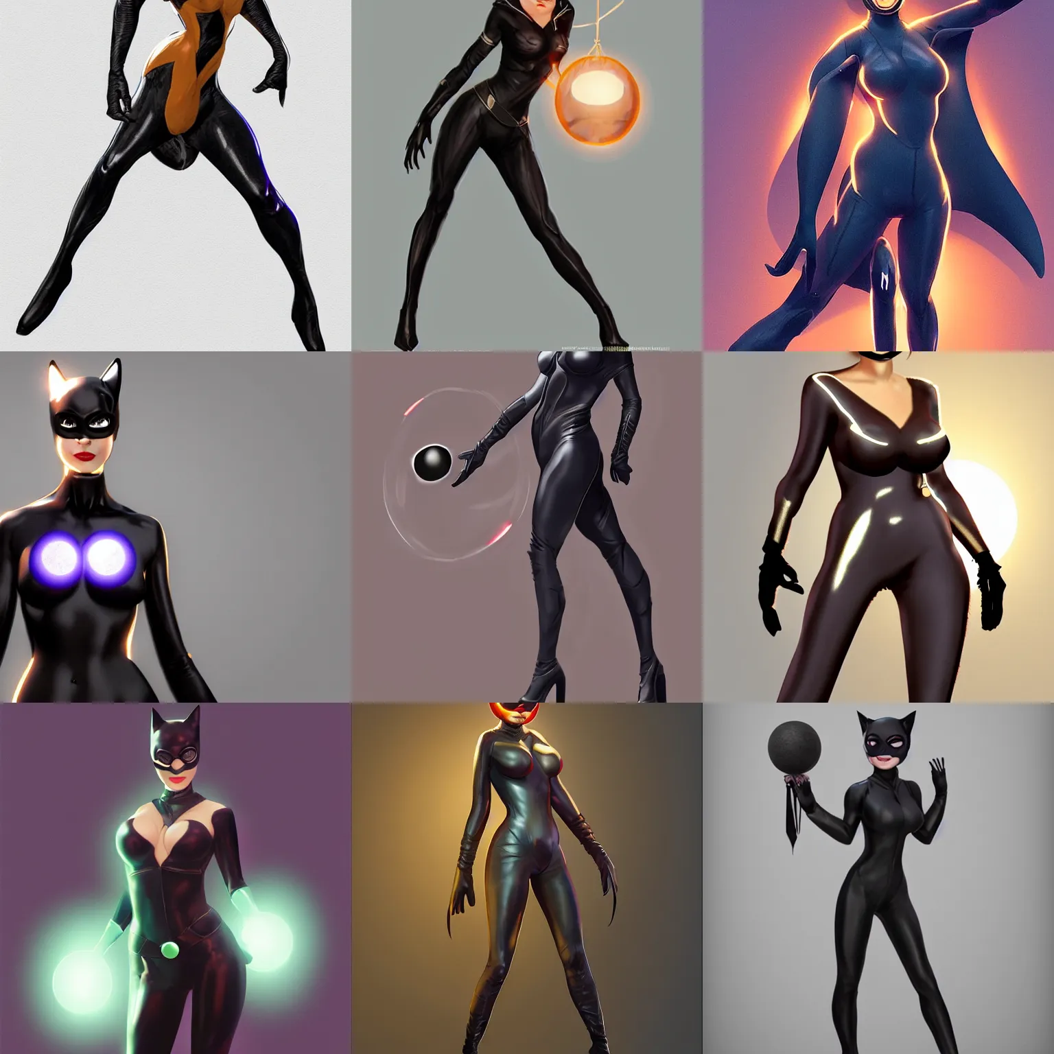 Prompt: a woman dressed as a catwoman with a glowing orb in her hand, concept art by senior character artist, featured on polycount, furry art, official art, artstation hd, high resolution
