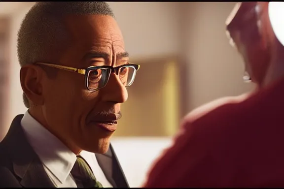 Prompt: “ very very high quality screenshot of gus fring in a pixar movie, rendered in octane 8 k with detailed cinematic lighting and shading, award - winning crisp details ”