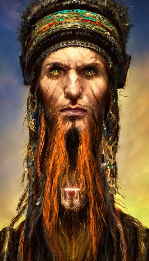 Image similar to portrait of a digital shaman, from magic the gathering