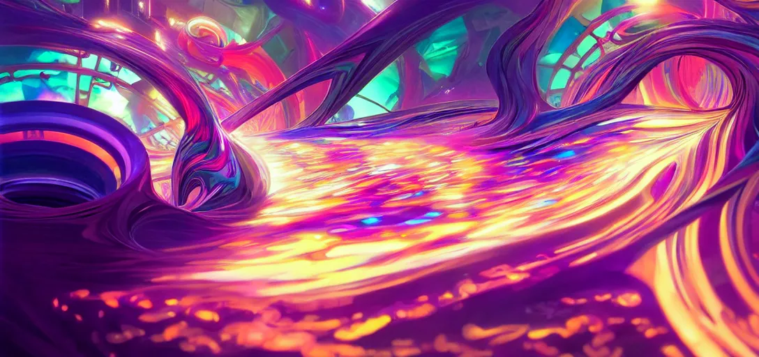 Image similar to swirling vortexes of computer hardware vaporwave aesthetic, colorful, psychedelic, digital painting, artstation, concept art, smooth, sharp focus, illustration, art by artgerm and greg rutkowski and alphonse mucha