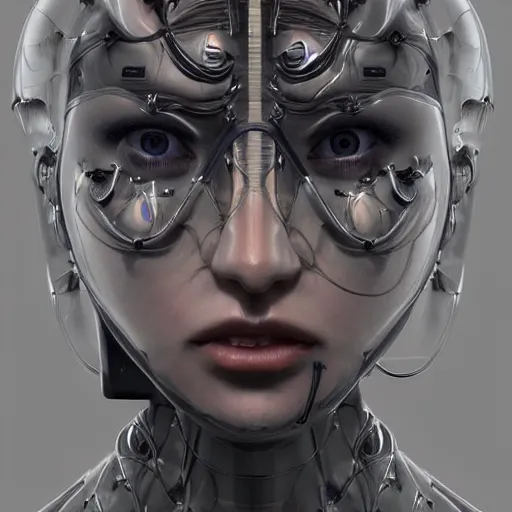 Image similar to a mechanized version of a beautiful woman, facial piercings, very symmetrical, highly detailed, by vitaly bulgarov, by joss nizzi, by ben procter, by steve jung, concept art, quintessa, metal gear solid, transformers cinematic universe, concept art world, pinterest, artstation, unreal engine