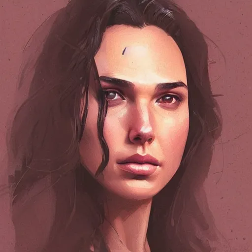 Image similar to “ portrait of gal gadot by greg rutkowski, young, attractive, highly detailed portrait, scifi, digital painting, artstation, concept art, smooth, sharp foccus ilustration, artstation hq ”