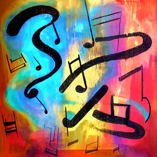 Image similar to abstract art depicting the feelings music gives, mixed media painting