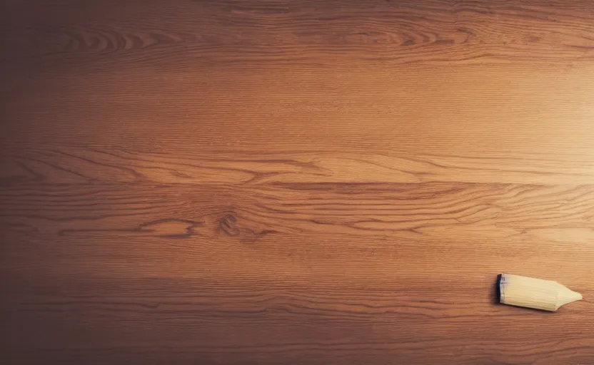 Prompt: top view of a wooden table with a pencil, natural light, cinematic lighting, 8 k