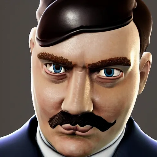 Image similar to adolf hitler as a fortnite character, ingame, 4 k, highly detailed