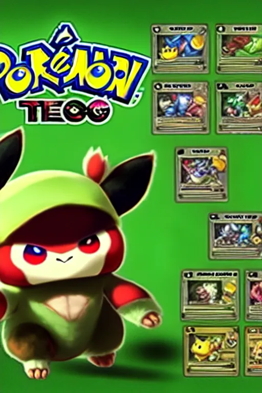 Image similar to teemo, a pokemon trading card of teemo, highly detailed pokemon trading card screenshot