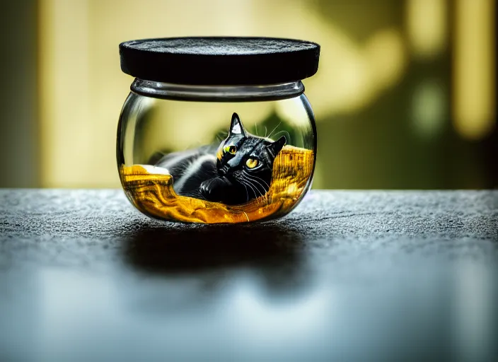 Prompt: liquid cat in a glass jar. fantasy magic style. highly detailed 8 k. intricate. lifelike. soft light. sony a 7 r iv 5 5 mm. cinematic post - processing