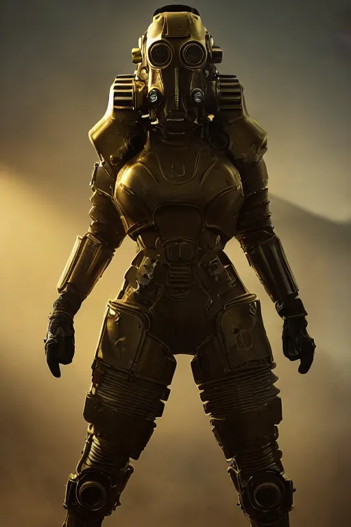 Image similar to unknown Fallout 5 character portrait, partially clothed in metal-plated ballistic armour, atmospheric lighting, painted, intricate, volumetric lighting, beautiful, golden hour, sharp focus, ultra detailed, by Leesha Hannigan, Ross Tran, Thierry Doizon, Kai Carpenter, Ignacio Fernández Ríos