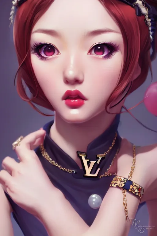 Image similar to a pin up and beautiful fashion charming dreamlke japan girl with lv jewelry, character art, art by artgerm lau and wlop and and ilya kuvshinov and john singer sargent, hyperdetailed, 8 k realistic, symmetrical, frostbite 3 engine, cryengine, dof, trending on artstation, digital art