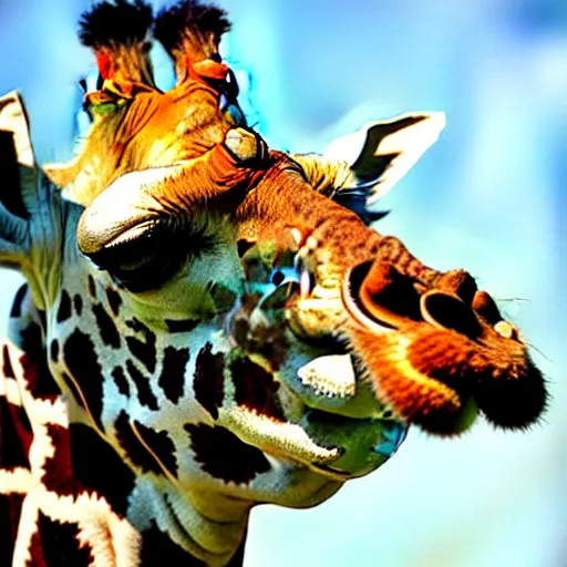 Prompt: giraffe smoking weed