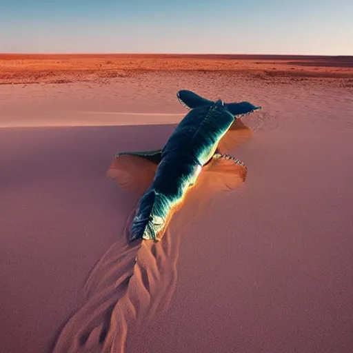 Image similar to 🐋🤖🦖🐉👽🐳 in desert, photography by bussiere rutkowski andreas roch