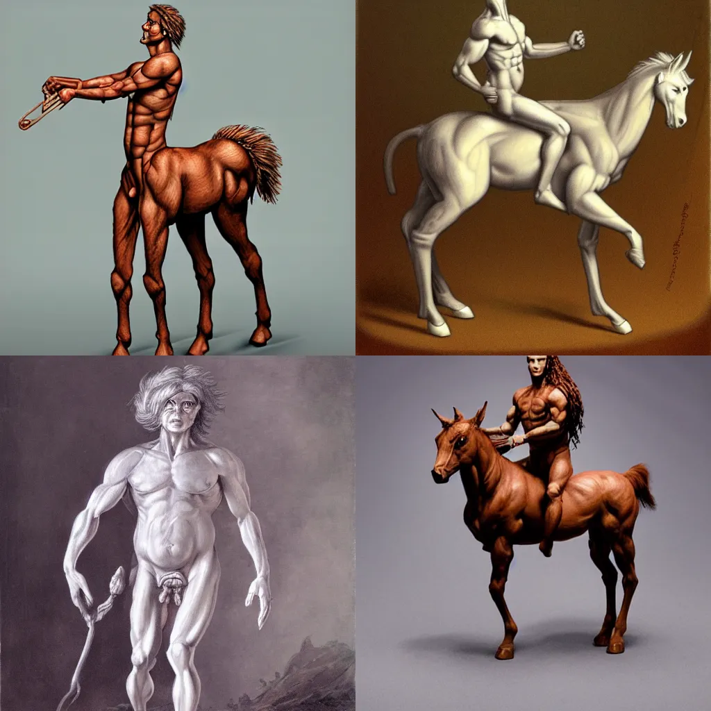 Prompt: A humanoid centaur