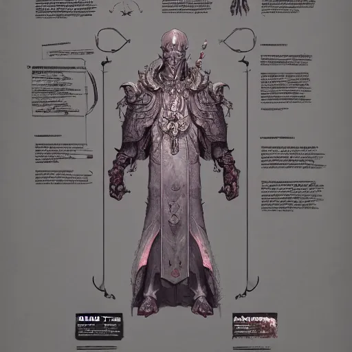 Image similar to arch lich design, dnd character sheet, Moebius, Greg Rutkowski, Zabrocki, Karlkka, Jayison Devadas, Phuoc Quan, trending on Artstation, 8K, ultra wide angle, zenith view, pincushion lens effect.