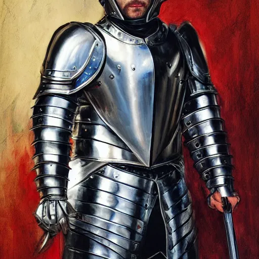 Image similar to MCU portrait of a proud knight wearing plate armor and an armet helm, by Charles Sillem Lidderdale, 4k, brilliant, painterly, realism