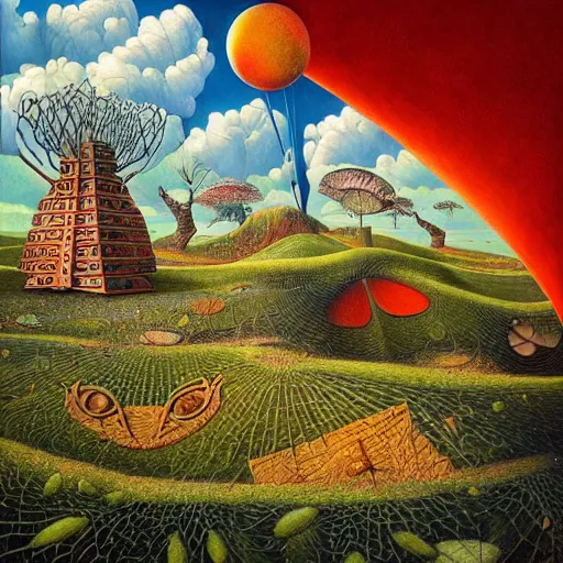 Prompt: a painting of a person, a surrealist painting by jacek yerka, cgsociety, fantastic realism, surrealist, detailed painting