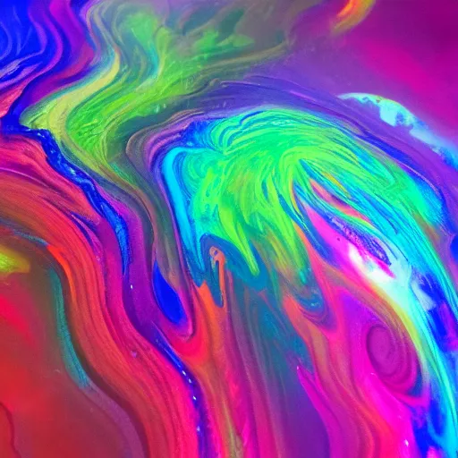 Prompt: paint pour, iridescent surface, swirling, color, smoke, fluid, highly detailed, behance, artstation