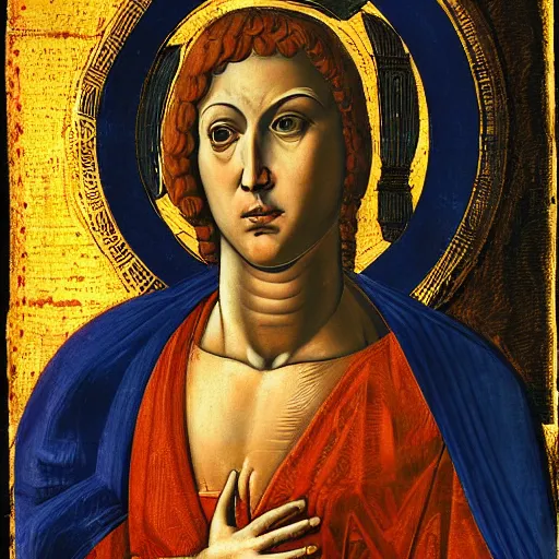 Prompt: benjamin netanyahu as crevole madonna by duccio