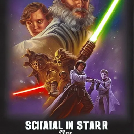 Image similar to Sci-Fy D&D, in the style of a Star Wars movie poster