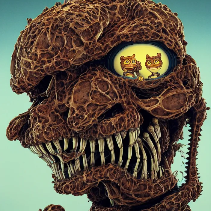 Image similar to portrait of Garfield as skeleton. terrifying. nightmare fuel. intricate abstract. intricate artwork. by Tooth Wu, wlop, beeple, dan mumford. octane render, trending on artstation, greg rutkowski, very coherent symmetrical artwork. cinematic, hyper realism, high detail, octane render, 8k, iridescent accents, deep blacks