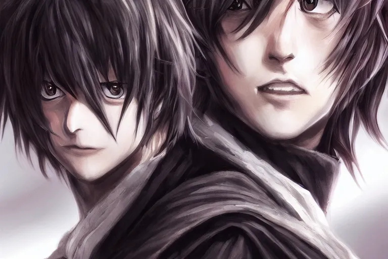 Image similar to l · lawliet, hunchback, death note ， d & d, fantasy, portrait, highly detailed, headshot, digital painting, trending on artstation, wlop