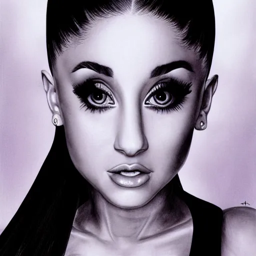 Image similar to 3/4 headshot of Ariana Grande, style of Giger, H. R. GIGER