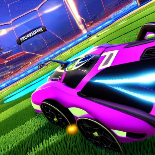 Image similar to realistic rocket league car, 4 k, beautiful cinematic light